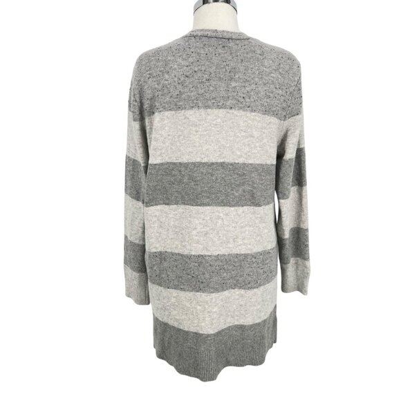 Verve Ami Striped Open Front Cardigan Gray Light Gray Size Large - Picture 8 of 13
